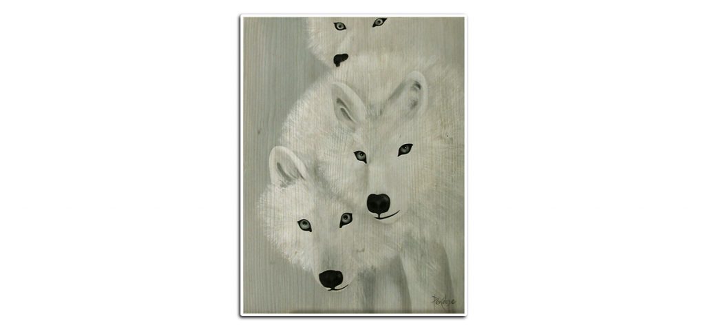 peinture trois loups