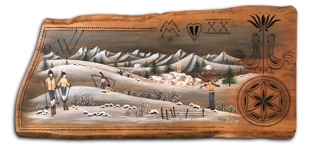 gravure et peinture sur bois