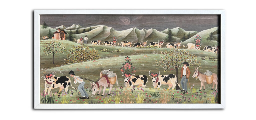 peinture reproduction sur toile d'une descente d'alpage