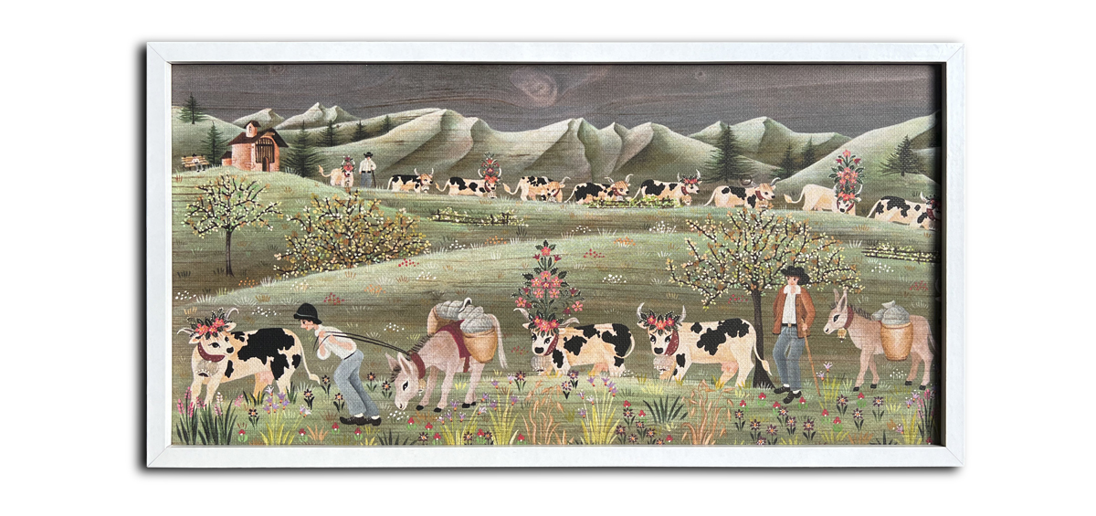 peinture reproduction sur toile d'une descente d'alpage