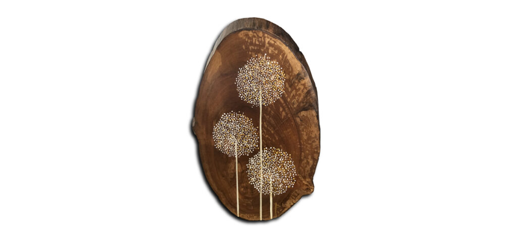 peinture sur bois fruitier - ail en boule