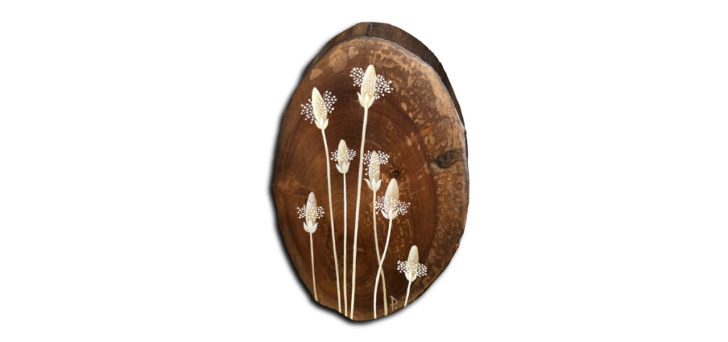 plantain peinture sur bois fruitier